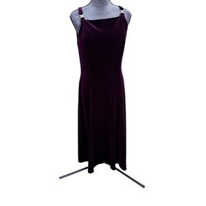Betsy and Adam  Vintage Velvet Dress Sleeveless Midi Formal  Purple  Size M